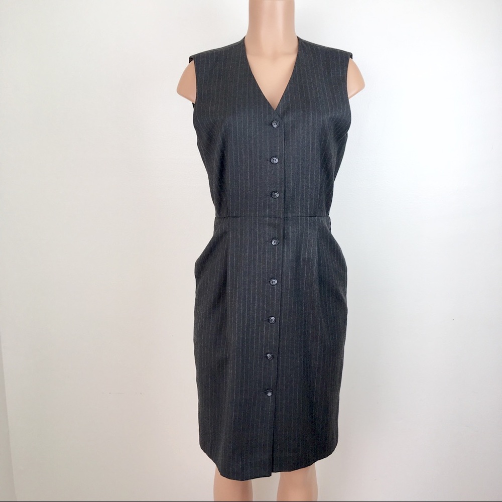 Brooks Brothers Wool Sleeveless Pinstriped Dress